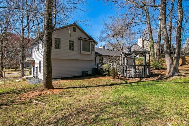700 Hill Meadow Dr, Dacula, GA 30019 - exterior space with a gazebo, cooling unit, a lawn, and a deck