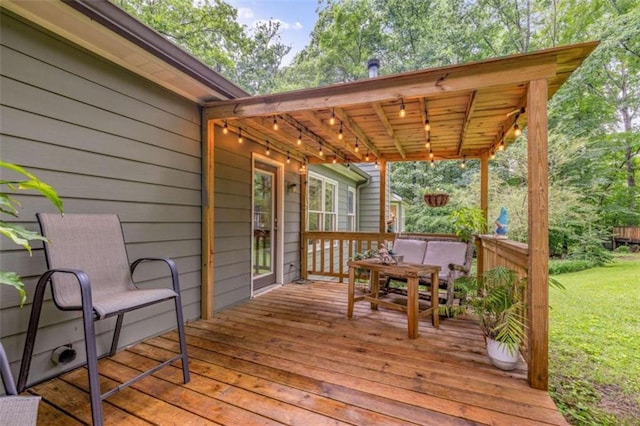 1526 Oakleaf Dr, Auburn, GA 30011 - wooden deck featuring outdoor dining area and a lawn