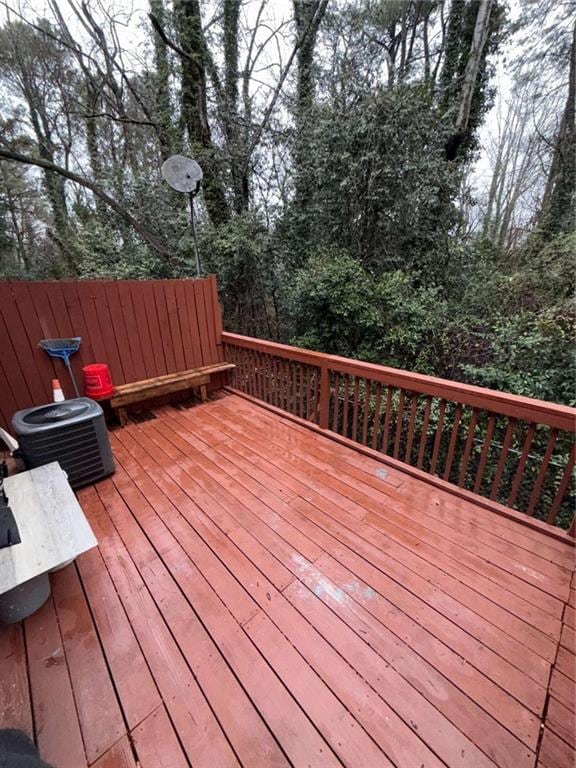 wooden deck featuring central AC