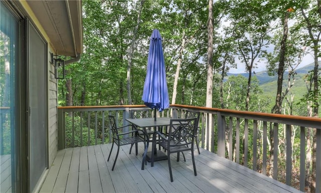 deck featuring a mountain view