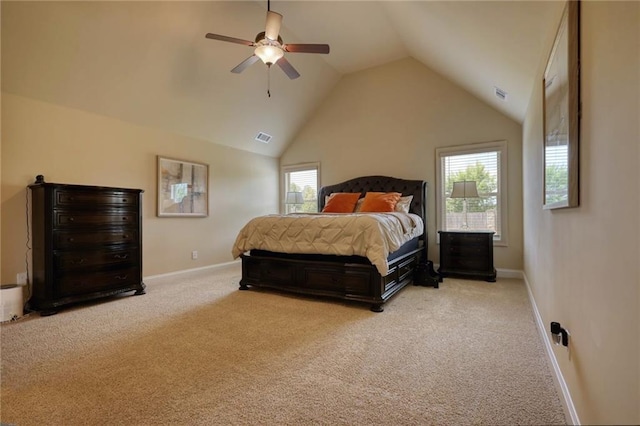 200 Baumgard, Locust Grove, GA 30248 - carpeted bedroom featuring vaulted ceiling and a ceiling fan
