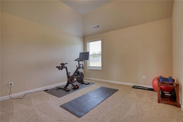 200 Baumgard, Locust Grove, GA 30248 - workout room featuring carpet floors and vaulted ceiling