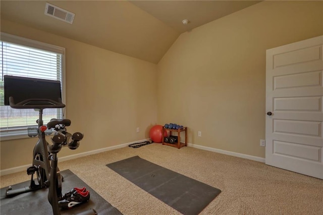 200 Baumgard, Locust Grove, GA 30248 - workout room featuring carpet flooring and lofted ceiling