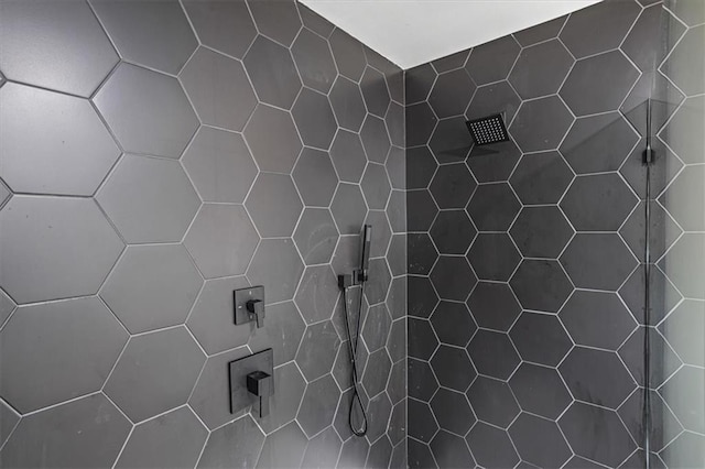 interior space with a tile shower