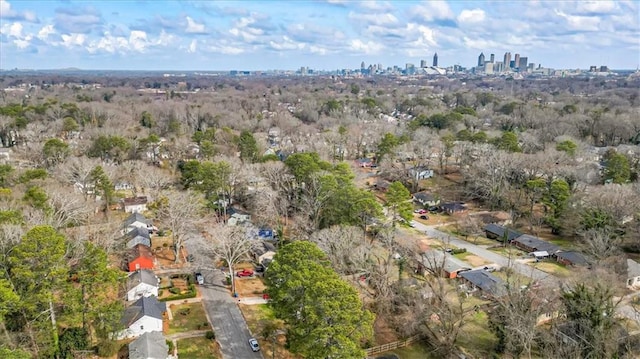 drone / aerial view with a view of city