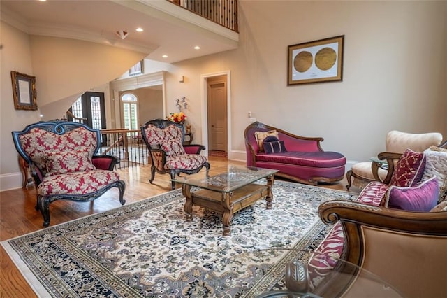 living room with wood-type flooring