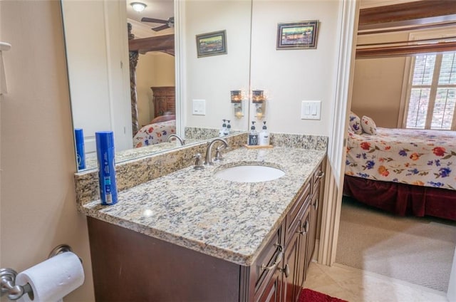 bathroom with vanity and ceiling fan