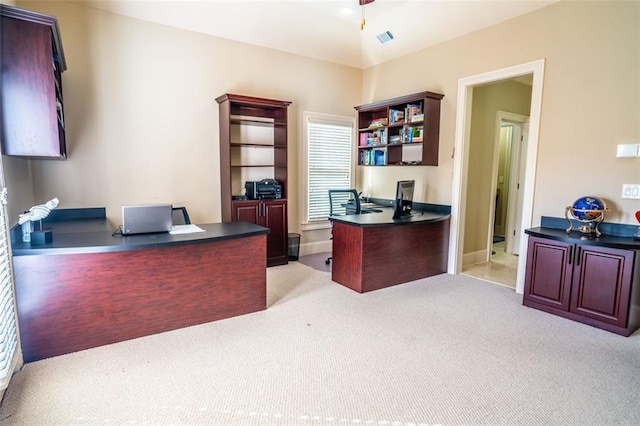 office featuring light colored carpet