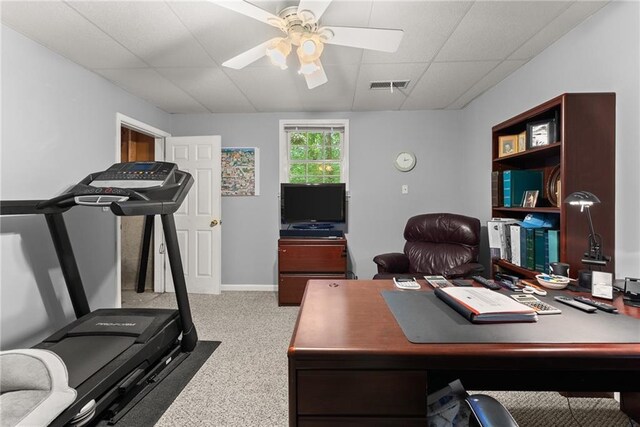 1172 Malvern Hunt Ct, Lawrenceville, GA 30043 - office area featuring a drop ceiling, ceiling fan, and baseboards