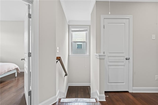 4458 Dunblane Ave, Sugar Hill, GA 30518 - staircase with wood finished floors and crown molding