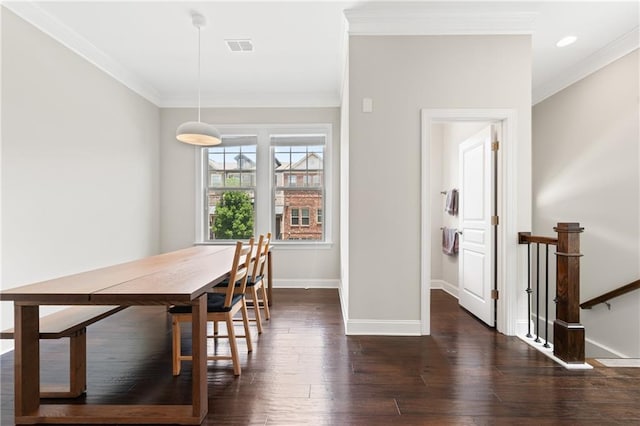 4458 Dunblane Ave, Sugar Hill, GA 30518 - dining space with crown molding and dark wood-type flooring