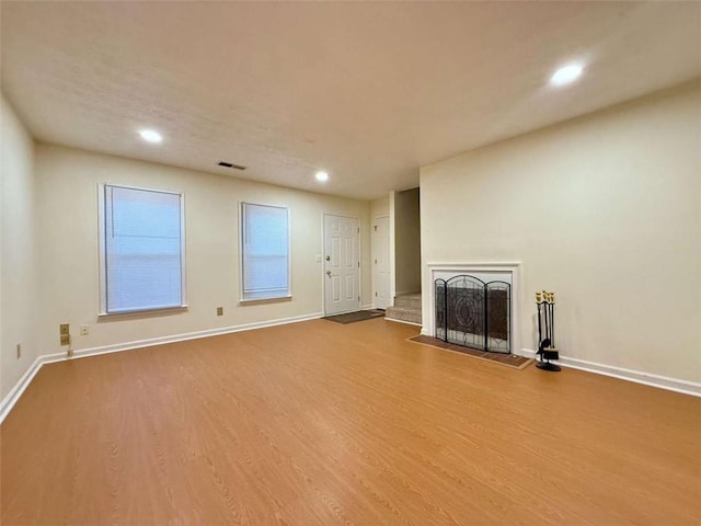 3533 Mulberry Way, Duluth, GA 30096 - unfurnished living room featuring wood finished floors, a fireplace, and recessed lighting