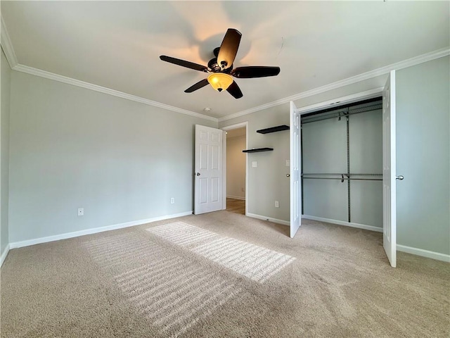 6765 Crofton Dr, Alpharetta, GA 30005 - unfurnished bedroom with ornamental molding, baseboards, light carpet, and a closet