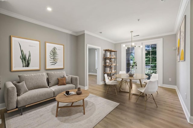 901 Abernathy Rd Unit 2200, Sandy Springs, GA 30328 - living area featuring light wood-type flooring, crown molding, recessed lighting, and a chandelier