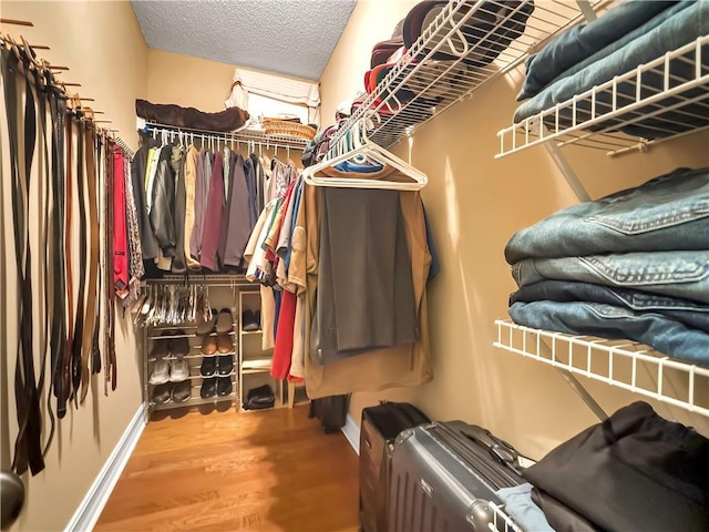 spacious closet with wood finished floors