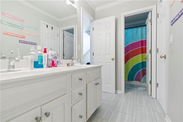 325 Stonecastle Pass, South Fulton, GA 30331 - full bath with double vanity, ornamental molding, and a sink