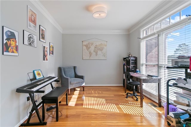 325 Stonecastle Pass, South Fulton, GA 30331 - office space with baseboards, wood finished floors, and crown molding