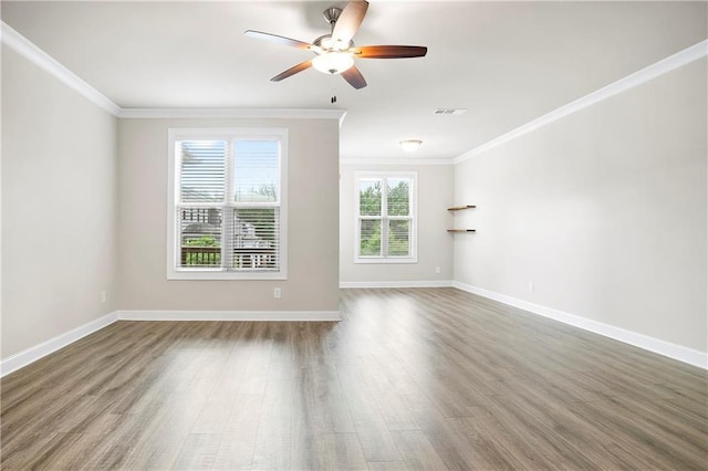 3657 Atherton Park Ct, Suwanee, GA 30024 - empty room featuring ornamental molding, wood finished floors, and ceiling fan