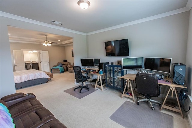 6390 Yellow Birch St, Cumming, GA 30040 - carpeted bedroom featuring crown molding and an office area