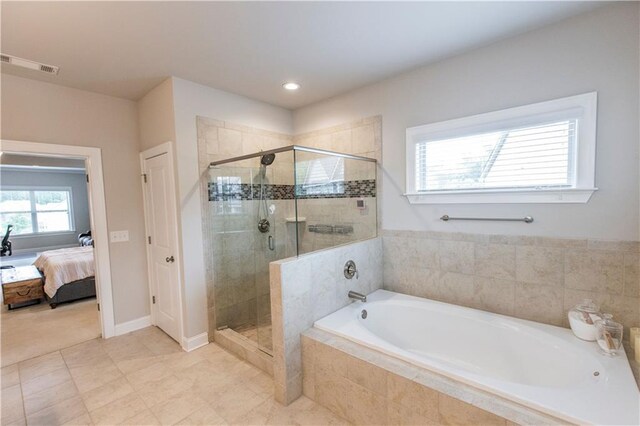 6390 Yellow Birch St, Cumming, GA 30040 - full bath featuring a garden tub, a shower stall, ensuite bath, and recessed lighting
