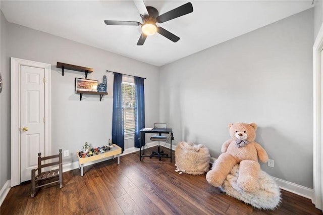 19 Spring Lake Trl NE, White, GA 30184 - recreation room featuring baseboards, wood finished floors, and ceiling fan