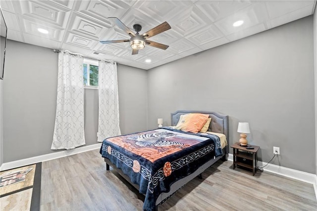 19 Spring Lake Trl NE, White, GA 30184 - bedroom with baseboards, wood finished floors, recessed lighting, and a ceiling fan