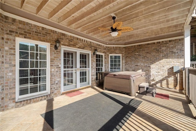 19 Spring Lake Trl NE, White, GA 30184 - view of patio featuring a hot tub and a ceiling fan