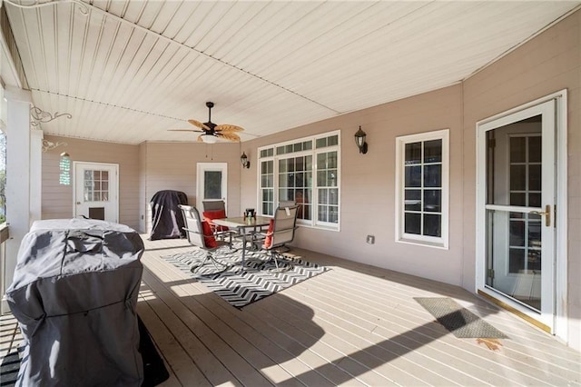 19 Spring Lake Trl NE, White, GA 30184 - deck featuring outdoor dining space and ceiling fan