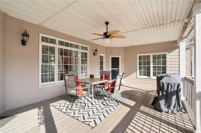 19 Spring Lake Trl NE, White, GA 30184 - deck featuring outdoor dining space and ceiling fan