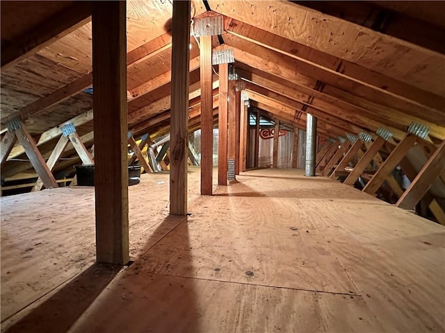 view of unfinished attic