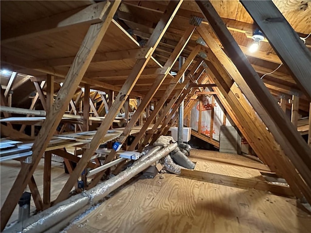 view of unfinished attic