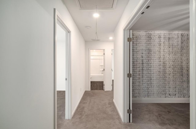 947 Edwin Ln, Sugar Hill, GA 30518 - hall with attic access and carpet flooring