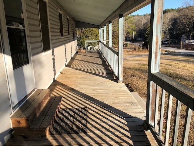 deck with a porch