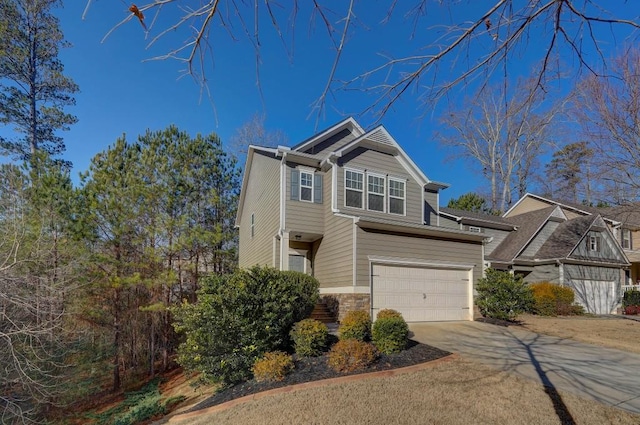 view of front of property with a garage