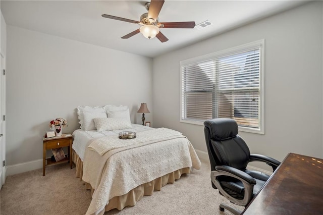 3610 Ansley Manor Ct, Cumming, GA 30028 - bedroom featuring a desk, baseboards, light carpet, and ceiling fan