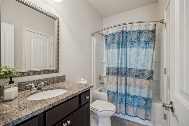 3610 Ansley Manor Ct, Cumming, GA 30028 - full bathroom featuring shower / bath combo, vanity, toilet, and tile patterned floors