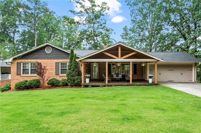 3843 Lake Dr SE, Smyrna, GA 30082 - ranch-style home with a garage, concrete driveway, a front yard, and brick siding