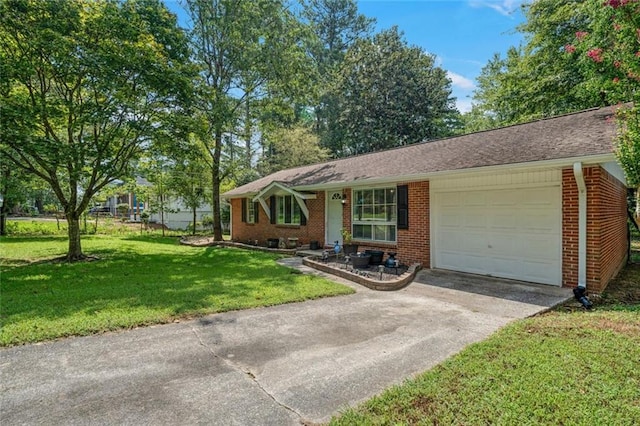 57 Jonathan Rd, Riverdale, GA 30274 - single story home with asphalt driveway, brick siding, a garage, and a front yard