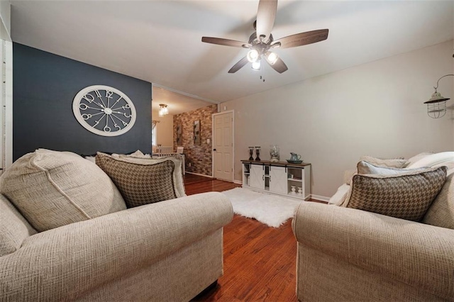 57 Jonathan Rd, Riverdale, GA 30274 - living room with dark wood-style flooring and ceiling fan