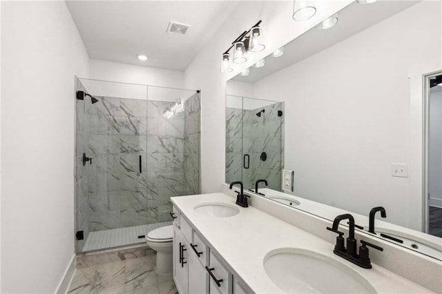 full bathroom featuring a sink, visible vents, and marble finish floor