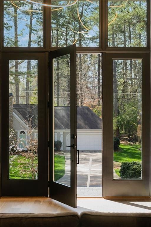 doorway featuring a wealth of natural light and french doors