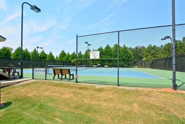 204 Maple Creek Chase, Woodstock, GA 30188 - view of tennis court with fence and a lawn
