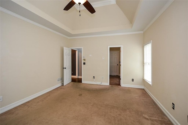 204 Maple Creek Chase, Woodstock, GA 30188 - unfurnished room with carpet flooring, baseboards, a ceiling fan, and a raised ceiling