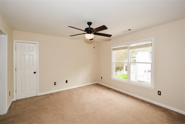 204 Maple Creek Chase, Woodstock, GA 30188 - empty room featuring visible vents, ceiling fan, light carpet, and baseboards