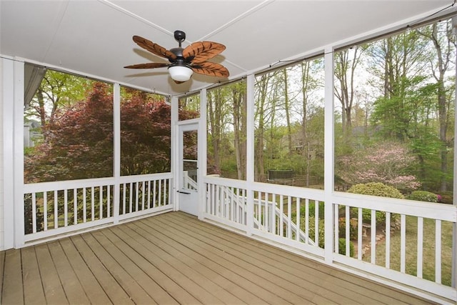 204 Maple Creek Chase, Woodstock, GA 30188 - unfurnished sunroom with a ceiling fan