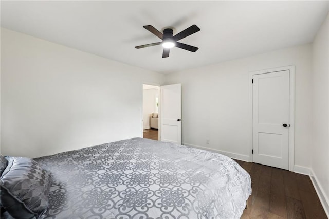 16064 Hopewell Rd, Alpharetta, GA 30004 - bedroom with dark wood-type flooring, baseboards, and ceiling fan
