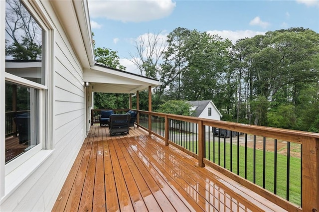 16064 Hopewell Rd, Alpharetta, GA 30004 - wooden deck featuring a lawn
