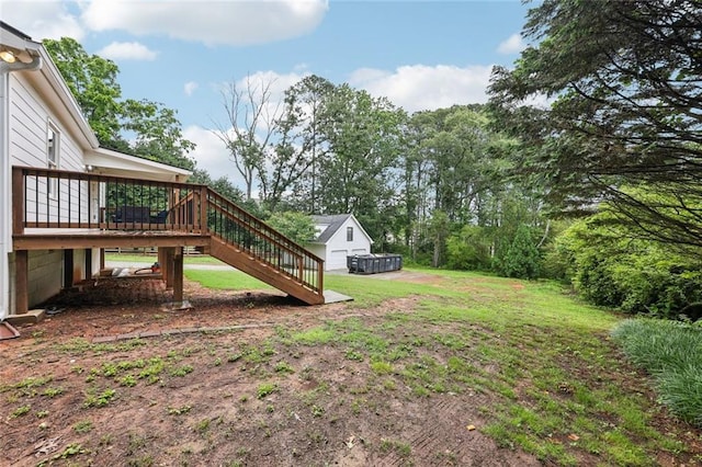 16064 Hopewell Rd, Alpharetta, GA 30004 - view of grassy yard featuring stairway and a wooden deck