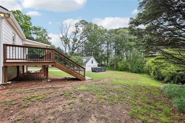 16064 Hopewell Rd, Alpharetta, GA 30004 - view of green lawn featuring stairway and a deck