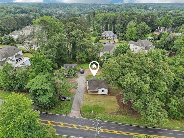 16064 Hopewell Rd, Alpharetta, GA 30004 - aerial perspective of suburban area with a heavily wooded area